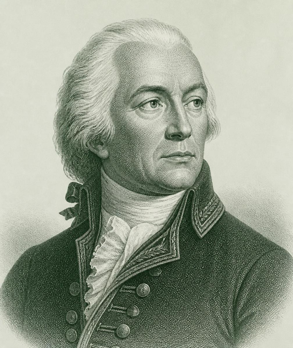 Retrato histórico de Francisco de Miranda en blanco y negro